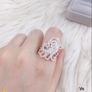 Nhẫn bạc nữ chim công