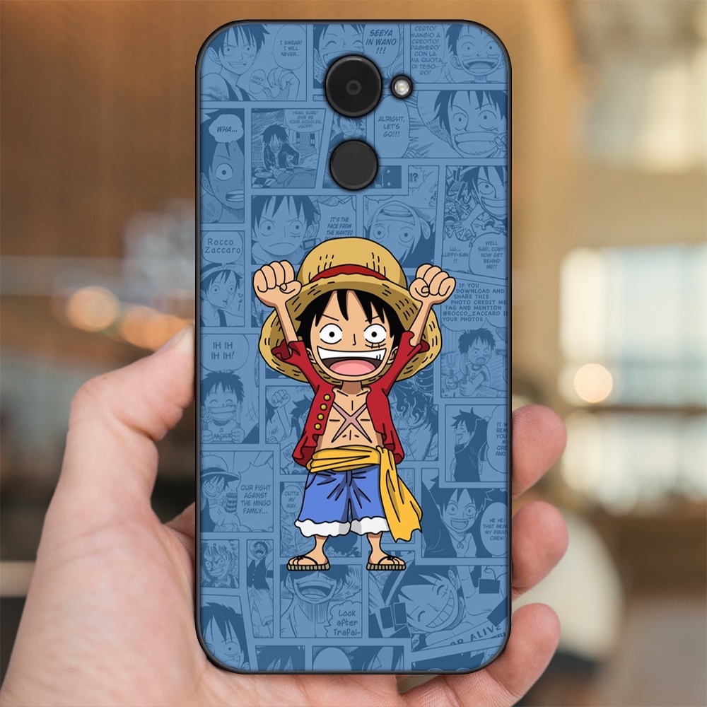 Ốp lưng Huawei Y7 Prime viền đen in hình Luffy One Piece