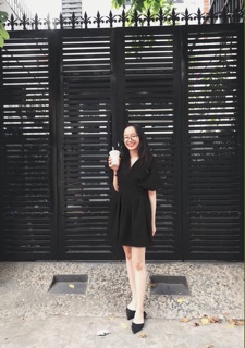 Đầm nhún eo cổ V (kèm hình thật)