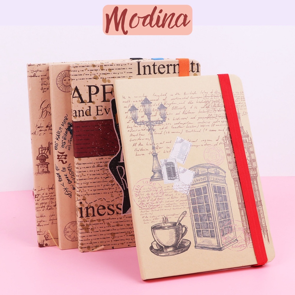 Sổ tay vintage a5 bìa cứng MODINA, sổ kraft làm nhật ký, kế hoạch làm việc