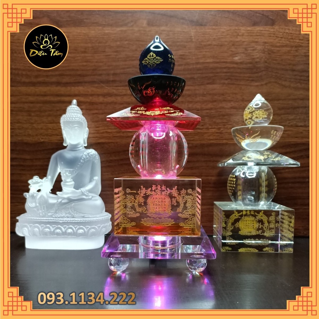 đế đèn led pha lê đổi màu làm sáng tượng