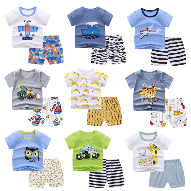 ☀️Kho Sẵn Sàng☀️ Bộ Đồ Mùa Hè Cho Bé Trai 1-5 Tuổi Với Áo Ngắn Tay Và Quần