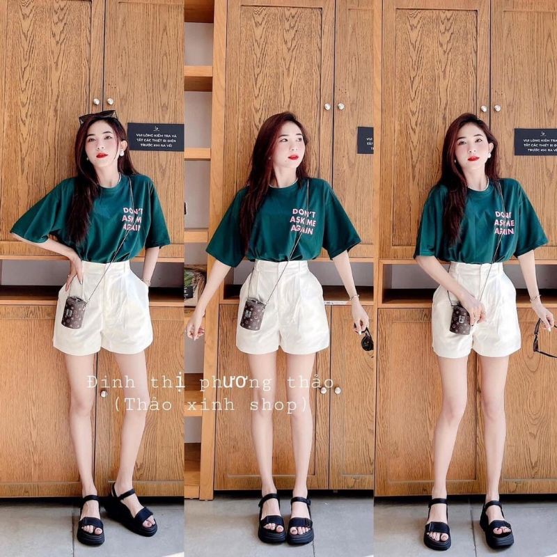 Set Quần Short Mix  Áo Phông💖FREESHIP💖 Set Áo Phông  Thụng Mix Quần Short Kaki  AD39