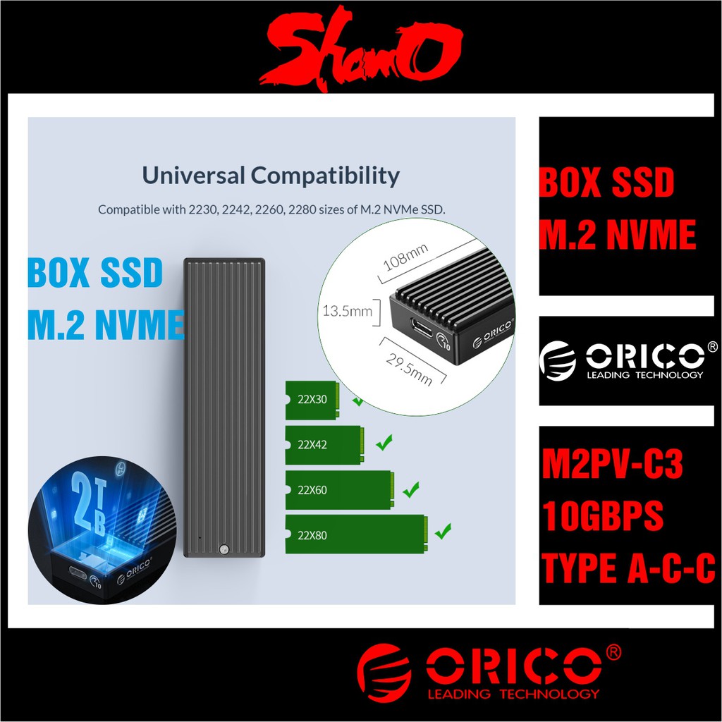 Box ổ cứng SSD M2 NVMe – Orico M2PV-C3 – CHÍNH HÃNG – Bảo hành 12 tháng