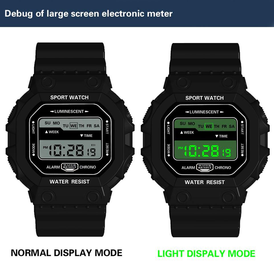 Đồng hồ unisex Honhx HONHX02 mặt vuông hiện số dễ sử dụng,dây cao su cực bền | BigBuy360 - bigbuy360.vn