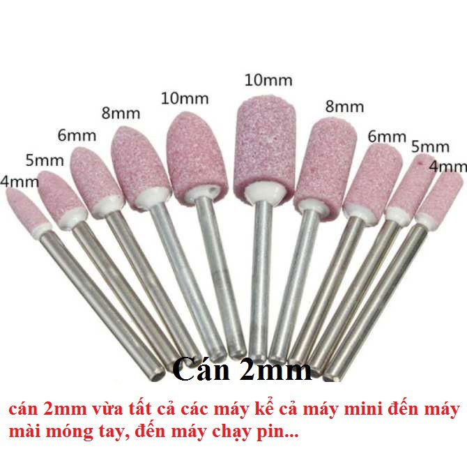 Bộ 10 mũi đá mài mini trục 2mm