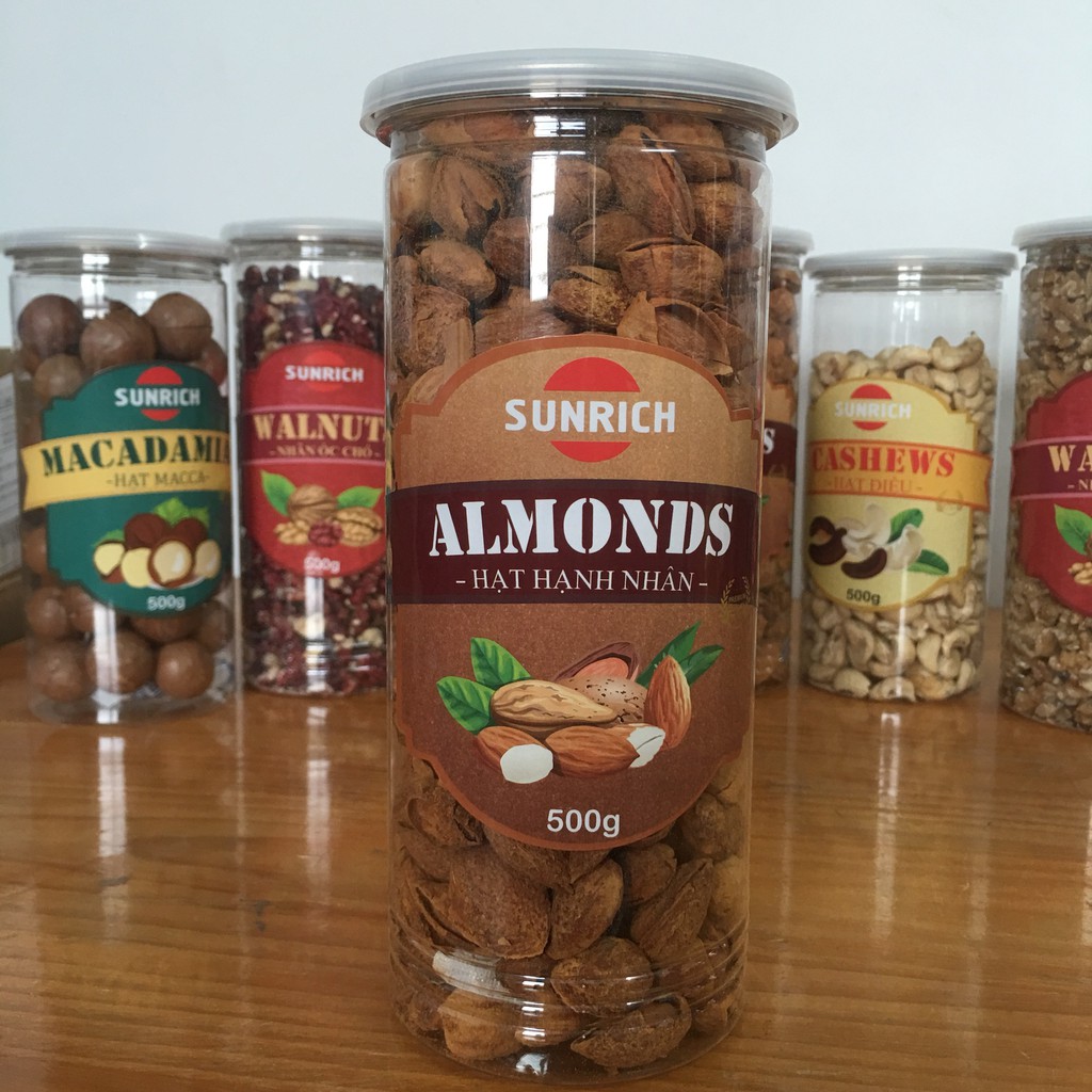[SUNRICH] 500G HẠNH NHÂN RANG BƠ MỎNG VỎ ĐÓNG HỘP THƠM NGON, BỔ SUNG DINH DƯỠNG,  QUÀ TẶNG TỪ THIÊN NHIÊN NGUYÊN | BigBuy360 - bigbuy360.vn