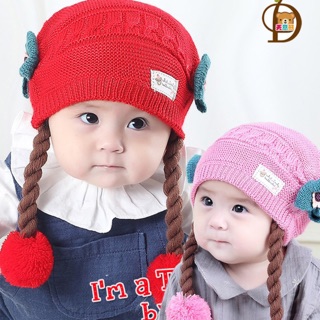 Nón len tóc dài bím giả cho bé gái
