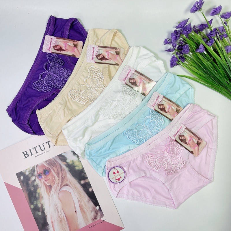 Quần lót cotton 8678 họa tiết thêu bướm size&lt;50kg