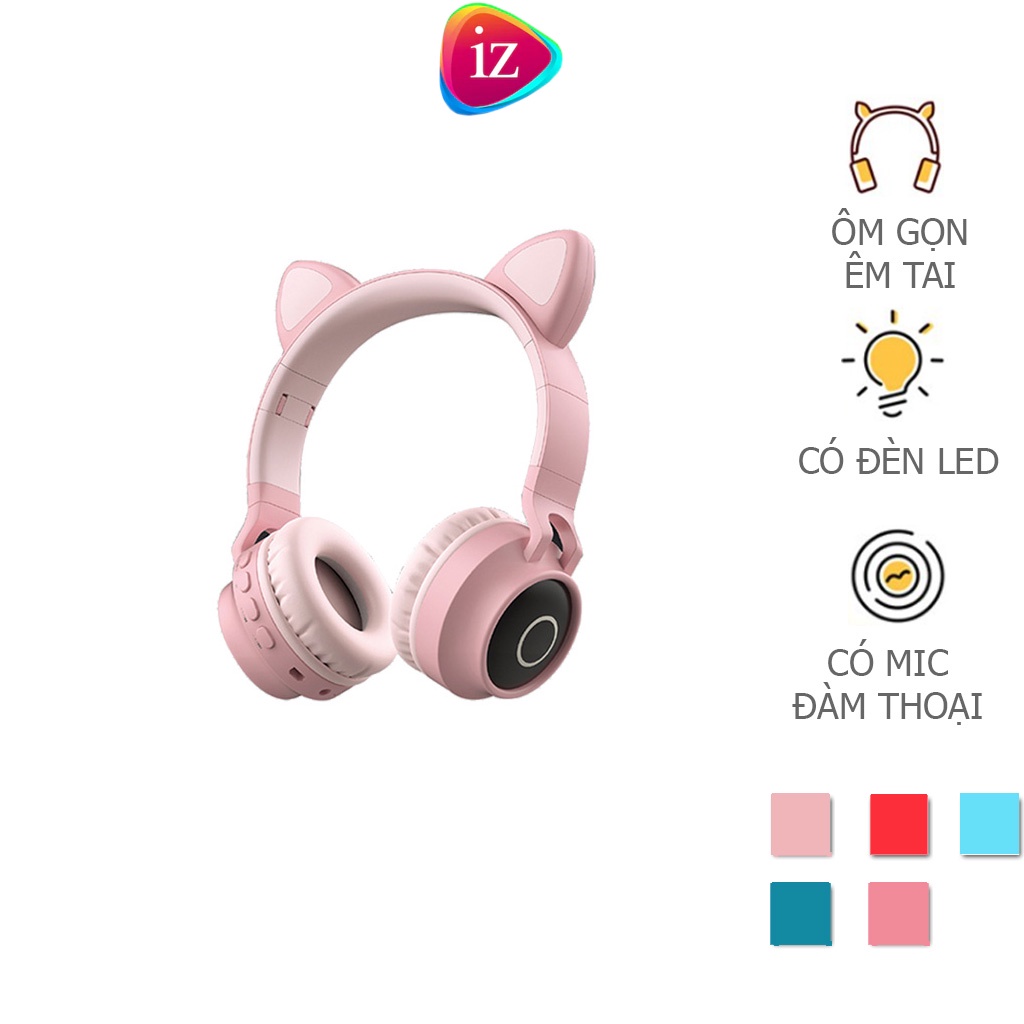 Tai nghe bluetooth, headphone tai mèo âm thanh chuẩn chân thật có mic