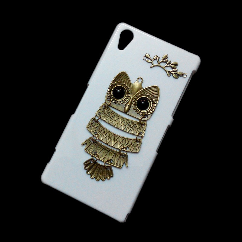 Cute Retro Metal Owl Branch Back Hard Cover Case for Sony Xperia Z2