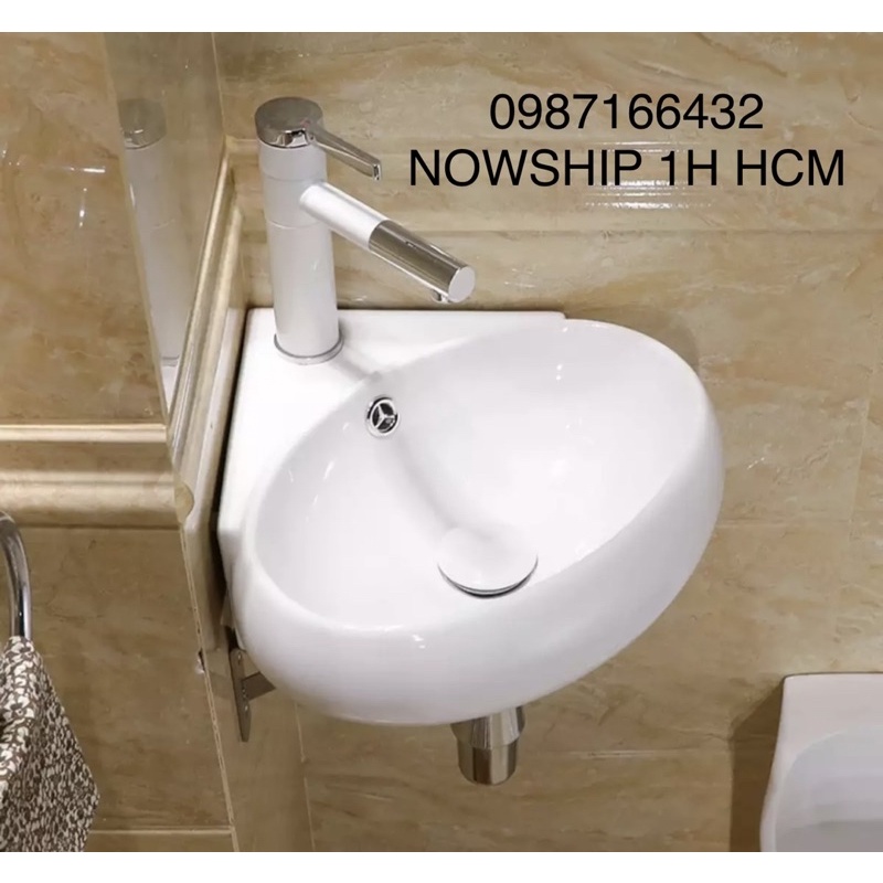 Lavabo rửa mặt góc treo tường,đặt bàn nhỏ gọn,dùng nơi chật hẹp,y tế-chậu rửa mặt góc tường cao cấp