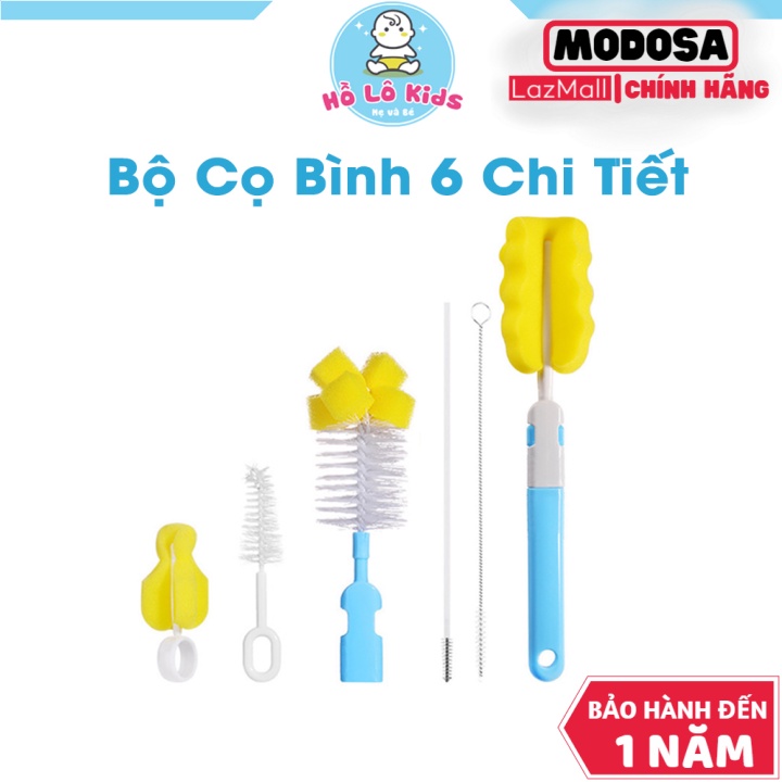 Bộ Cọ Bình Sữa Vouller Bọt Biển 6 Chi Tiết, Cọ Mút Xốp Rửa Bình, Núm Bình Cho Bé Hồ Lô Kids