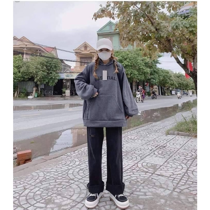 Áo nỉ mũ hoodie ESSENTIALS chất nỉ ngoại bao đẹp Phom to đại unisex ,hàng treo shop ok | BigBuy360 - bigbuy360.vn