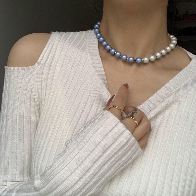 Vòng cổ Đính Ngọc Trai Phong Cách Hip Hop Thời Trang