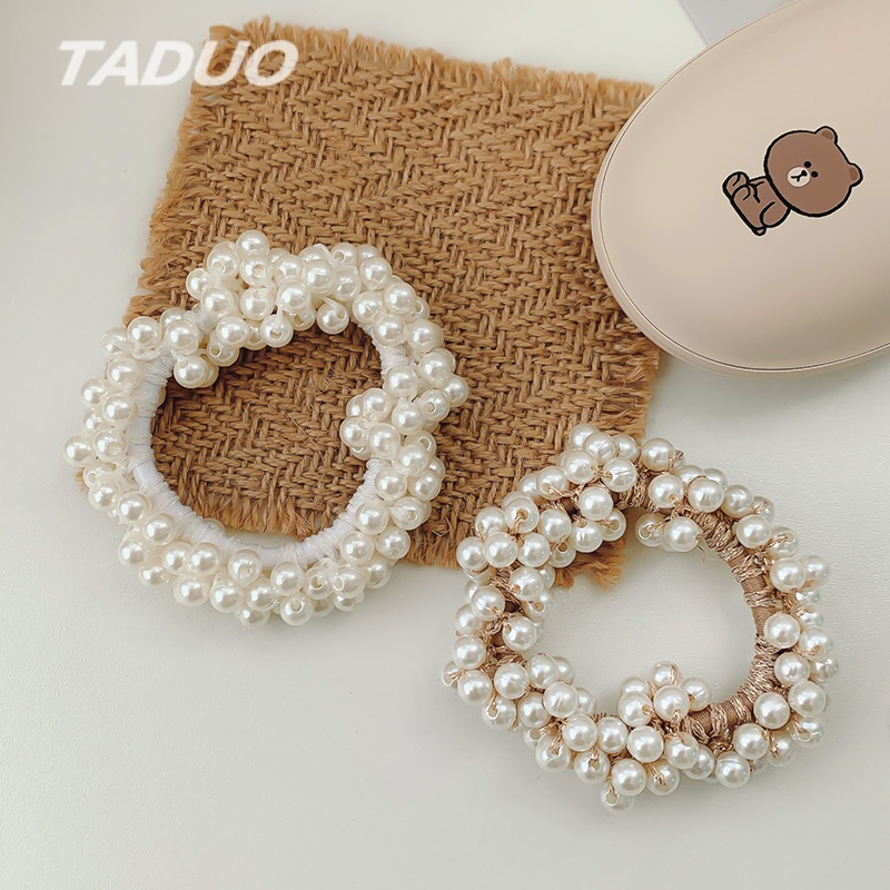 Mới Dây Cột Tóc Đính Ngọc Trai Đơn Giản Phong Cách Hàn Quốc