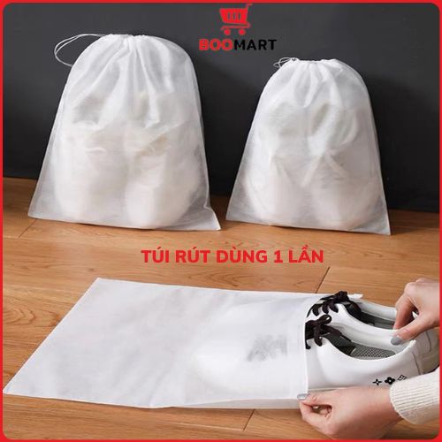 Túi Đựng Giày Dép, Đựng Quần Áo Đa Năng Vải Không Dệt Dùng 1 Lần, Miệng Có Dây Rút Tiện Lợi Khi Đi Du Lịch- BooMart