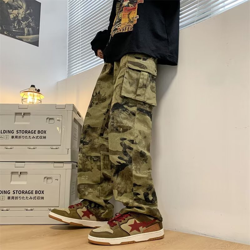 Quần Dài Dáng Suông Rộng Họa Tiết Rằn Ri Cá Tính Thời Trang Phong Cách Hàn Quốc Cho Nam