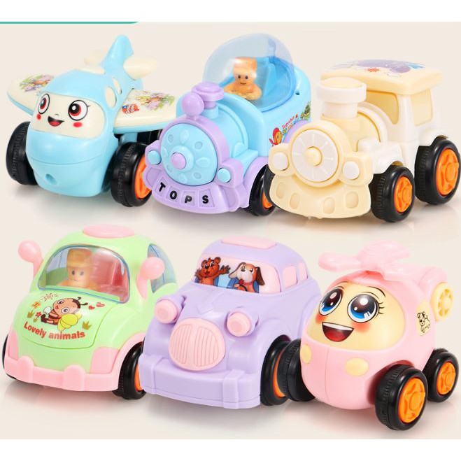 Bộ 6 Xe Mini kids toys - Những Người Bạn vui Vẻ - Dành cho Trẻ từ 1-5 tuổi - Động cơ bánh đà hoạt động trơn tru