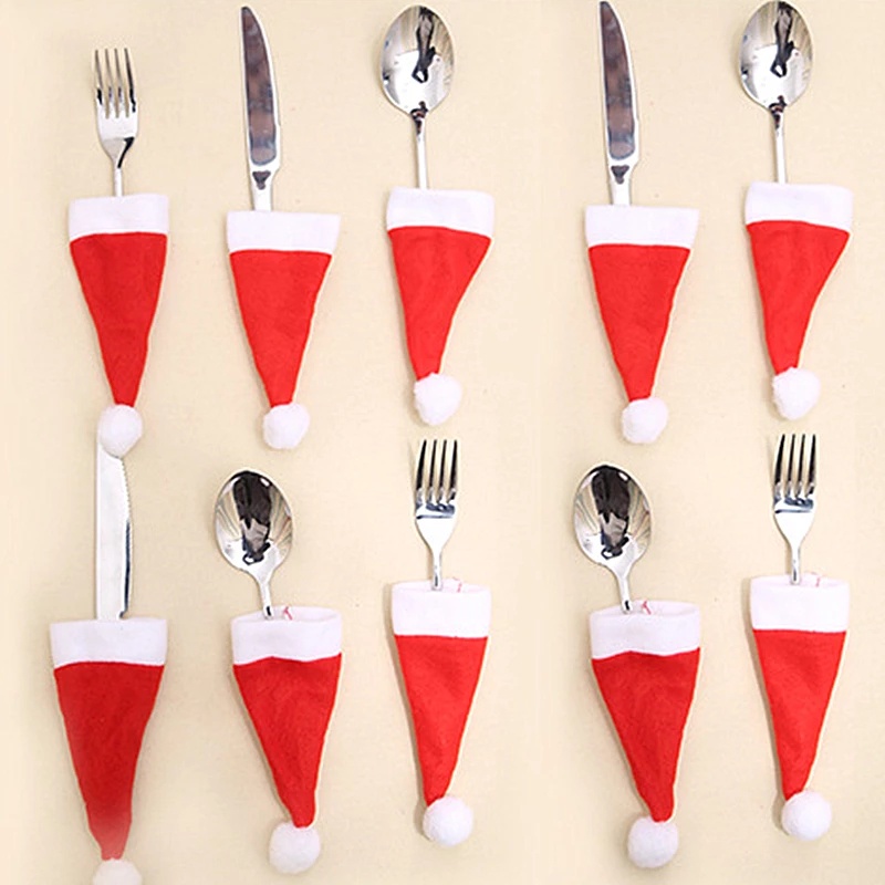 Set 10 Mô Hình Mũ Ông Già Noel Mini Bằng Len Dùng Làm Đồ Trang Sức / Vỏ Chai Rượu DIY