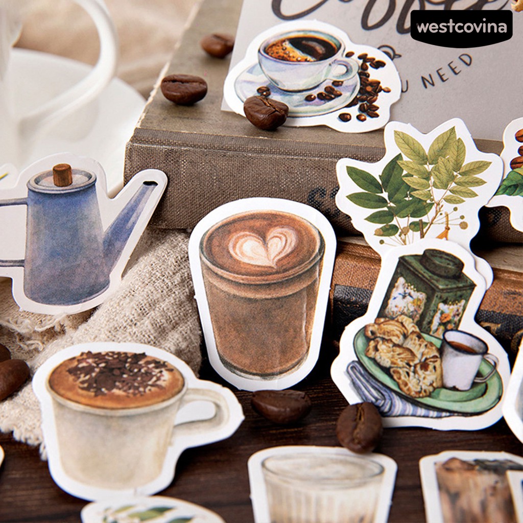 Set 46 miếng dán trang trí tập ảnh/nhật ký tự dính DIY