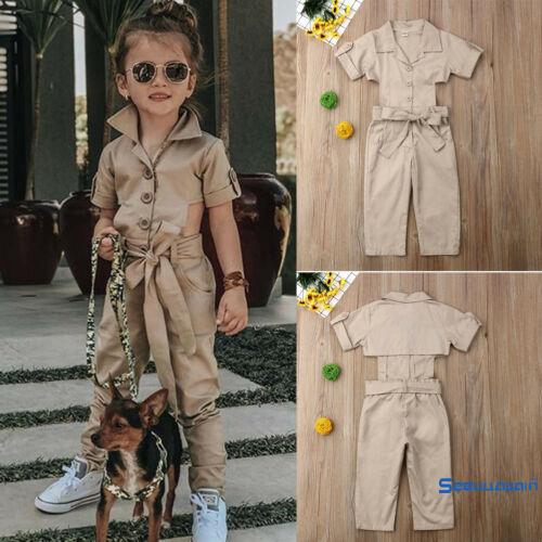 Bộ jumpsuit ngắn tay đính nơ cho bé gái