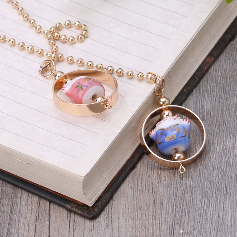 Phụ Kiện Treo Trang Trí Gương Chiếu Hậu Xe Hơi Hình Mèo May Mắn Bằng Gốm Sứ