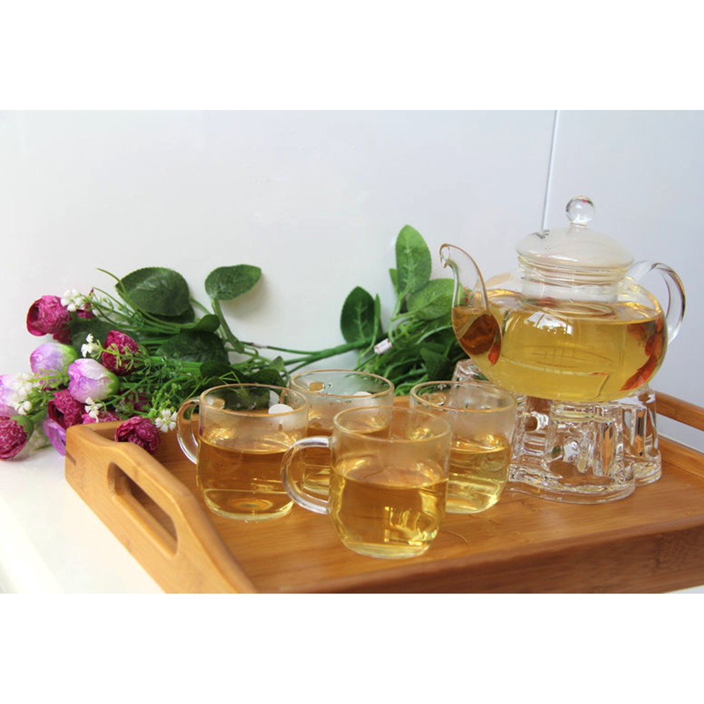 Bộ ấm chén thủy tinh pha trà có lõi lọc_RE0208