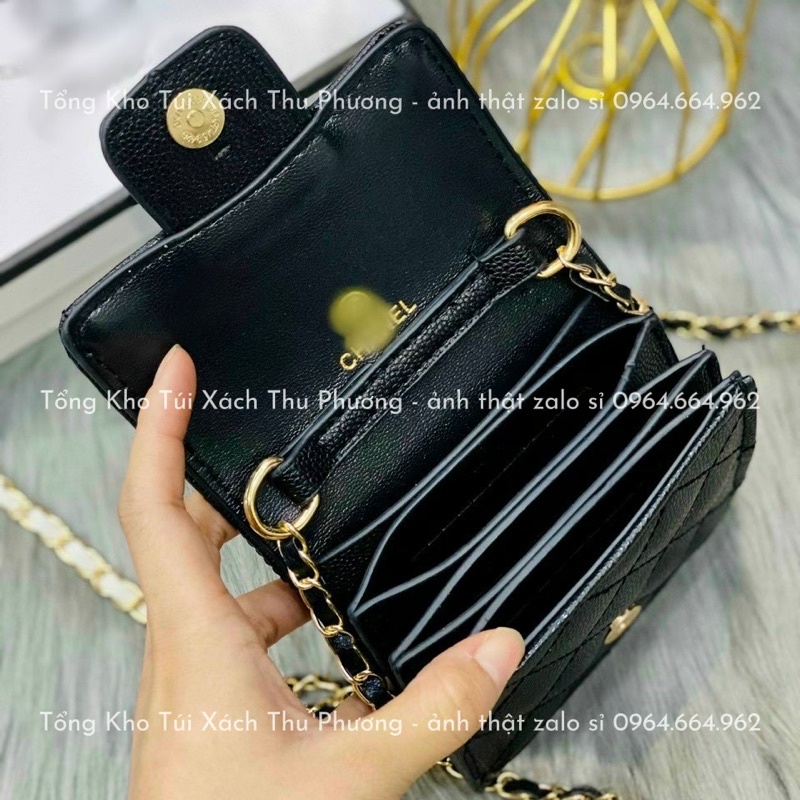 [FREESHIP] Túi xách mini nữ đính logo vàng nổi trần trám nhiều ngăn có dây đeo chéo (ảnh thật shop chụp)