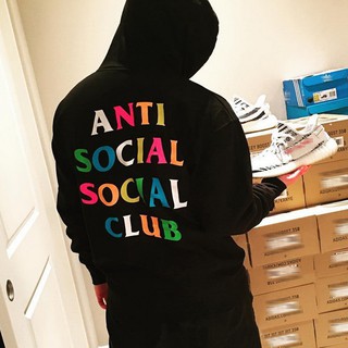 Áo Hoodie Vải Nhung In Chữ Anti Social Club Cá Tính Trẻ Trung