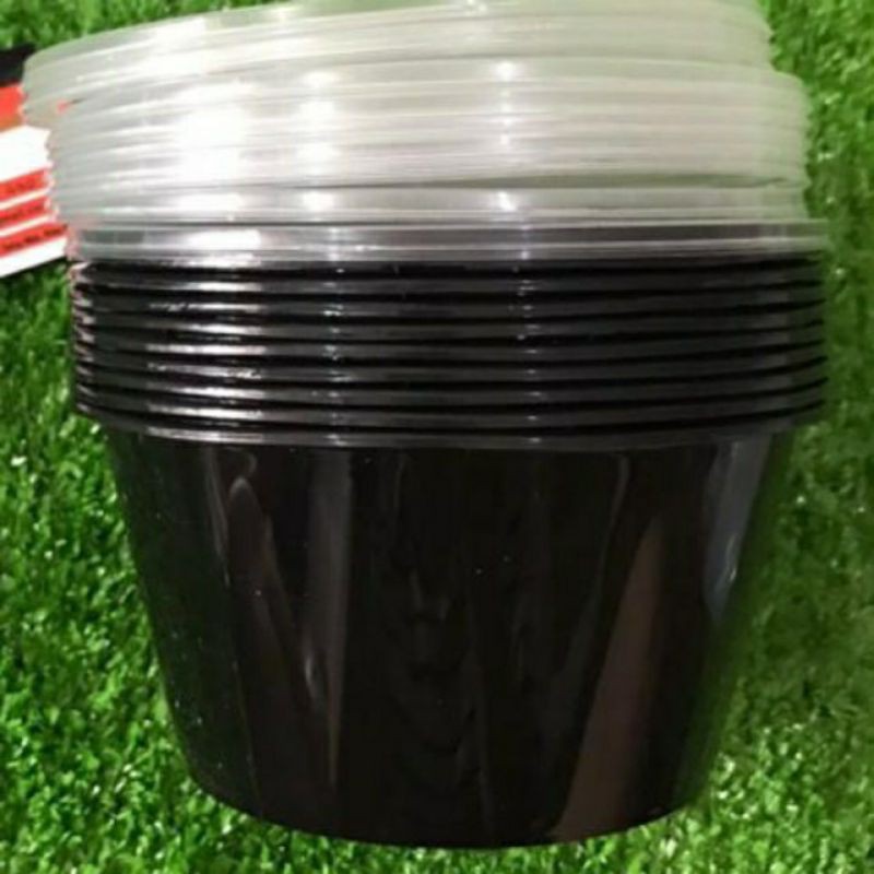 Thố nhựa tròn đen 750 ml- 1000 ml | BigBuy360 - bigbuy360.vn