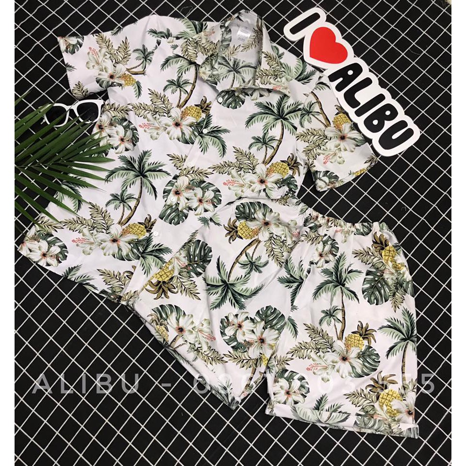 [Bán Lỗ Lấy Sao] Áo sơ mi hoa quả đi biển đôi nhóm gia đình bộ quan ao hoa quả pijama du lịch chất KATE THÁI ( đủ size) | BigBuy360 - bigbuy360.vn