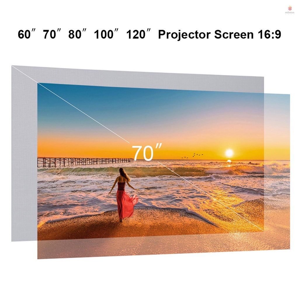Màn hình máy chiếu HD 16:9 không khung gắn tường có thể gấp gọn 70 inch