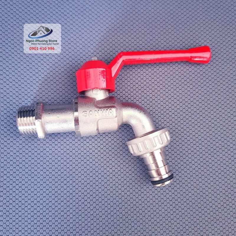 Vòi hồ tay gạt đầu dài chín hãng Sanwa Thái Lan Phi 21mm, Phi 27mm CKT15