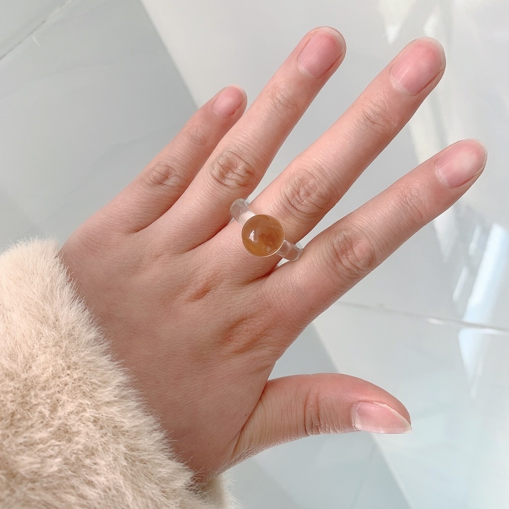 Nhẫn Resin Pha Lê Trong Suốt Hình Cầu Phong Cách Nhật Hàn Dễ Thương Thời Trang Cho Nữ