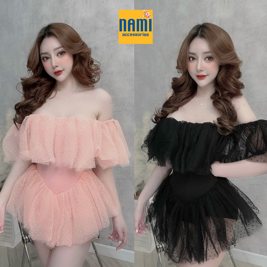 Jump Lưới Bi Công Chúa Trễ Vai Xoè Hai Tầng Đáng Yêu Gợi Cảm - QANU525