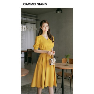 -❣️FREESHIP❣️ĐẦM CỔ V CHIT EO THẮT NƠ