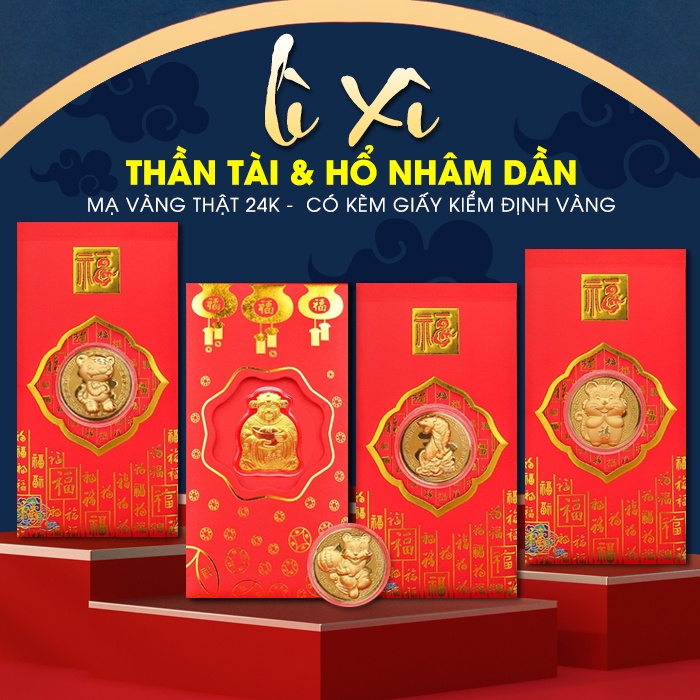 LÌ XÌ THẦN TÀI VÀNG 24K MAY MẮN NHIỀU TÀI LỘC TẾT NHÂM DẦN