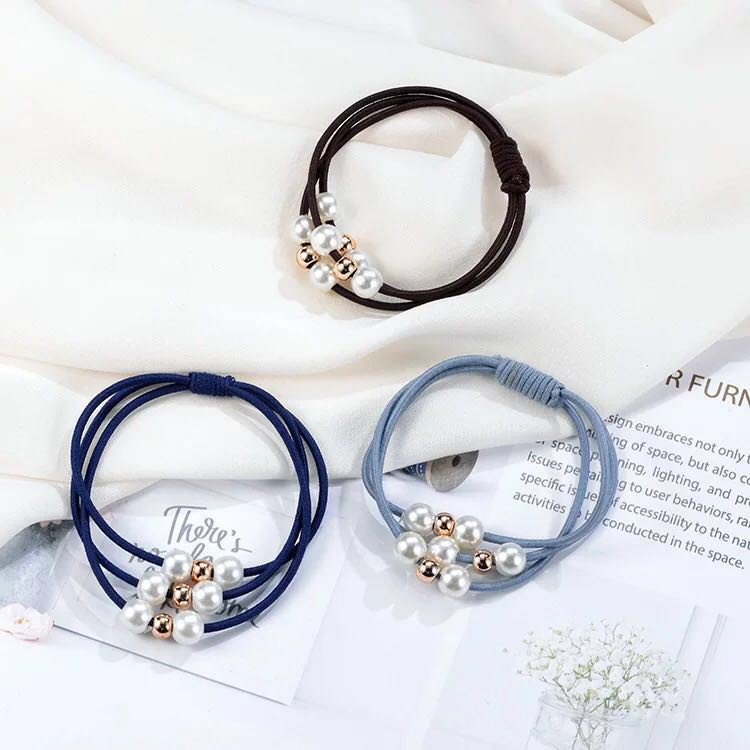 Dây buộc tóc nhiều lớp đính ngọc trai giả dễ thương xinh xắn