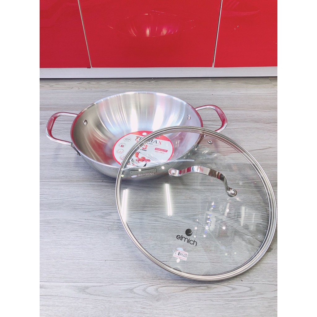 Chảo xào inox cao cấp 3 lớp đáy liền Elmich Trimax EL-3797 size 28cm