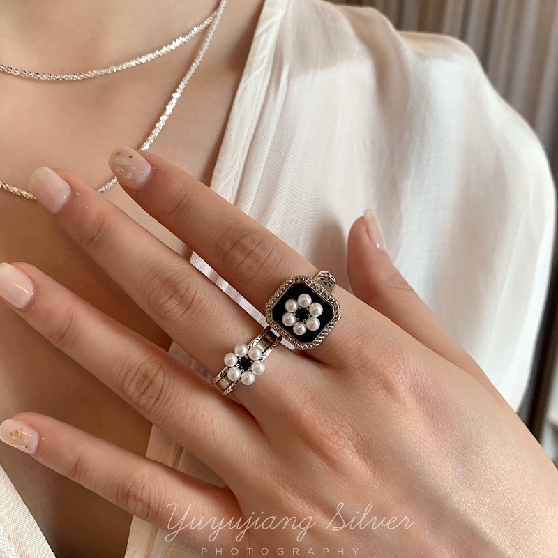 Nhẫn Hở Hình Hoa Đính Ngọc Trai Nhân Tạo Thời Trang