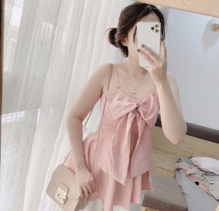 Set áo 2s nơ mix quần suông trắng
