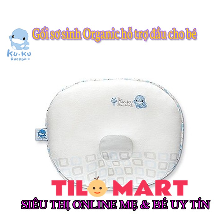 Gối sơ sinh Organic hỗ trợ đầu cho bé (25x20cm) KUKU