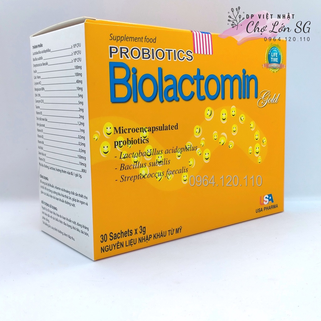 CỐM VI SINH BIOLACTOMIN GOLD CÂN BẰNG HỆ TIÊU HÓA ĐƯỜNG RUỘT CHỐNG TÁO BÓN KÍCH THÍCH ĂN NGON - Hộp 30 gói