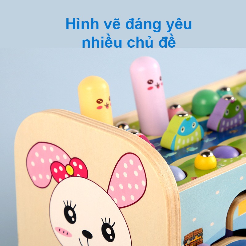 [SIÊU PHẨM 7IN1] Bộ Đồ Chơi Đập Chuột Kèm Câu Cá 7in1 Bằng Gỗ Cho Bé Phát Triển Trí Tuệ - BEOSMART