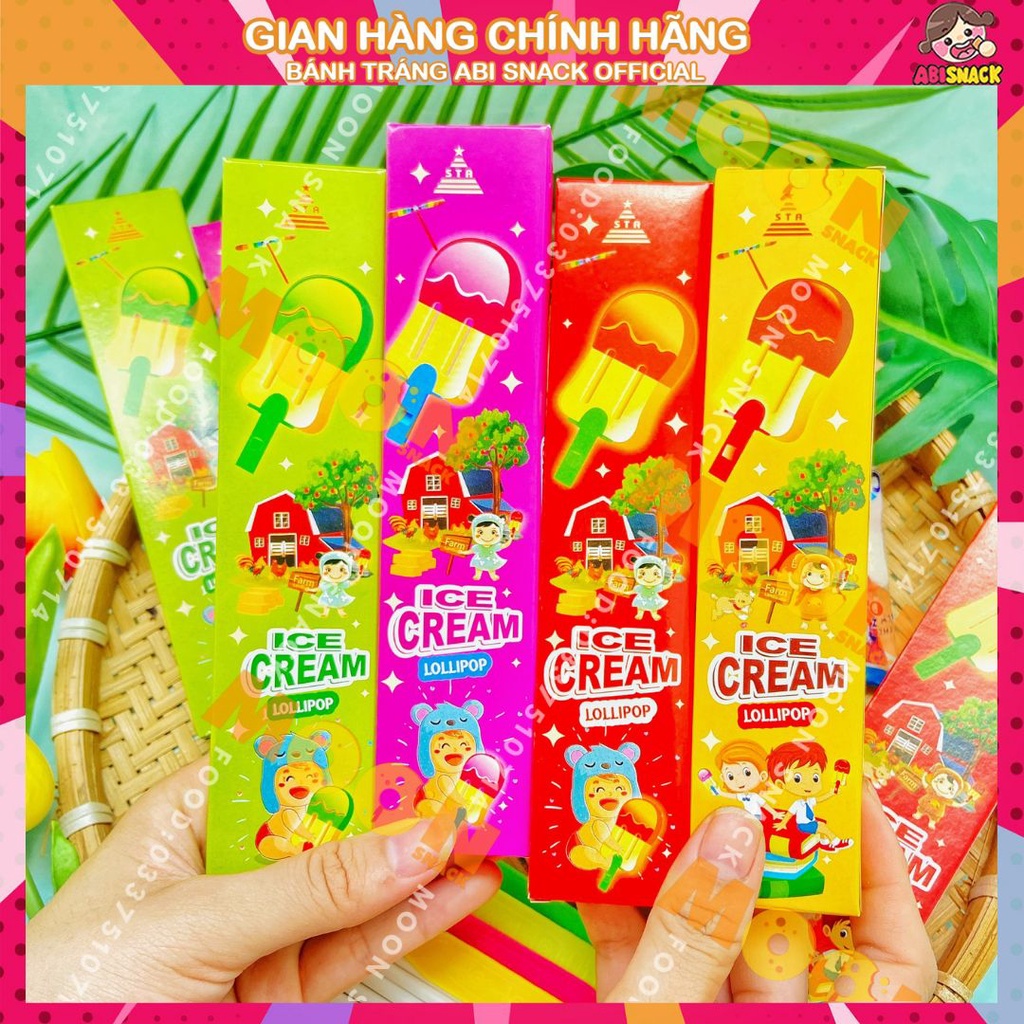 kẹo sữa mút kem “ICE CREAM Lolipop 4 Vị hãng STA kèm đồ chơi chong chóng