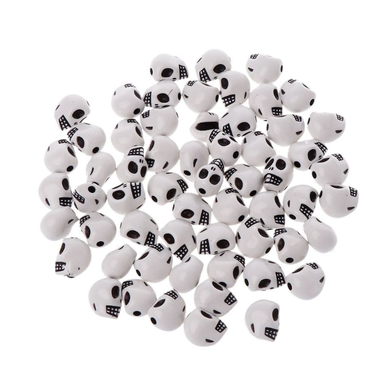 Set 60 Hạt Cườm Hình Đầu Lâu Dùng Làm Trang Sức DIY
