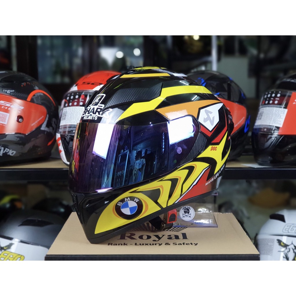 Mũ Fullface m138B 1 kính lên tem BMW VÀNG cực đẹp, BAO DÁN TEM, TẶNG TÚI ĐỰNG, BẢO HÀNH 12 Tháng
