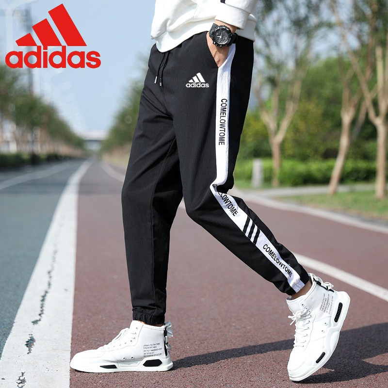 Adidas Quần jogger nam nữ ống rộng bo thun cỡ lớn thời trang năng động