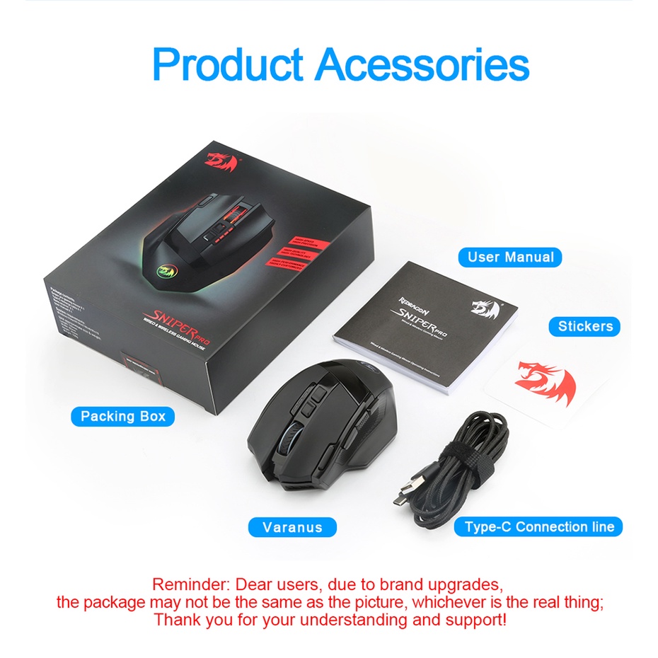 Chuột máy tính chơi game REDRAGON M801P RGB 16400 DPI 10 nút bấm hai chế độ không dây/ có dây tiện lợi